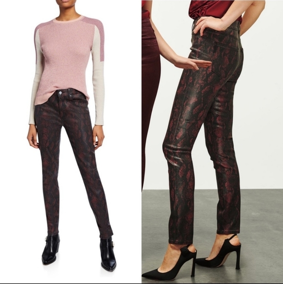 PAIGE Hoxton Ultra Skinny Jeans, Red Snakeskin, 27 - Picture 3 of 10